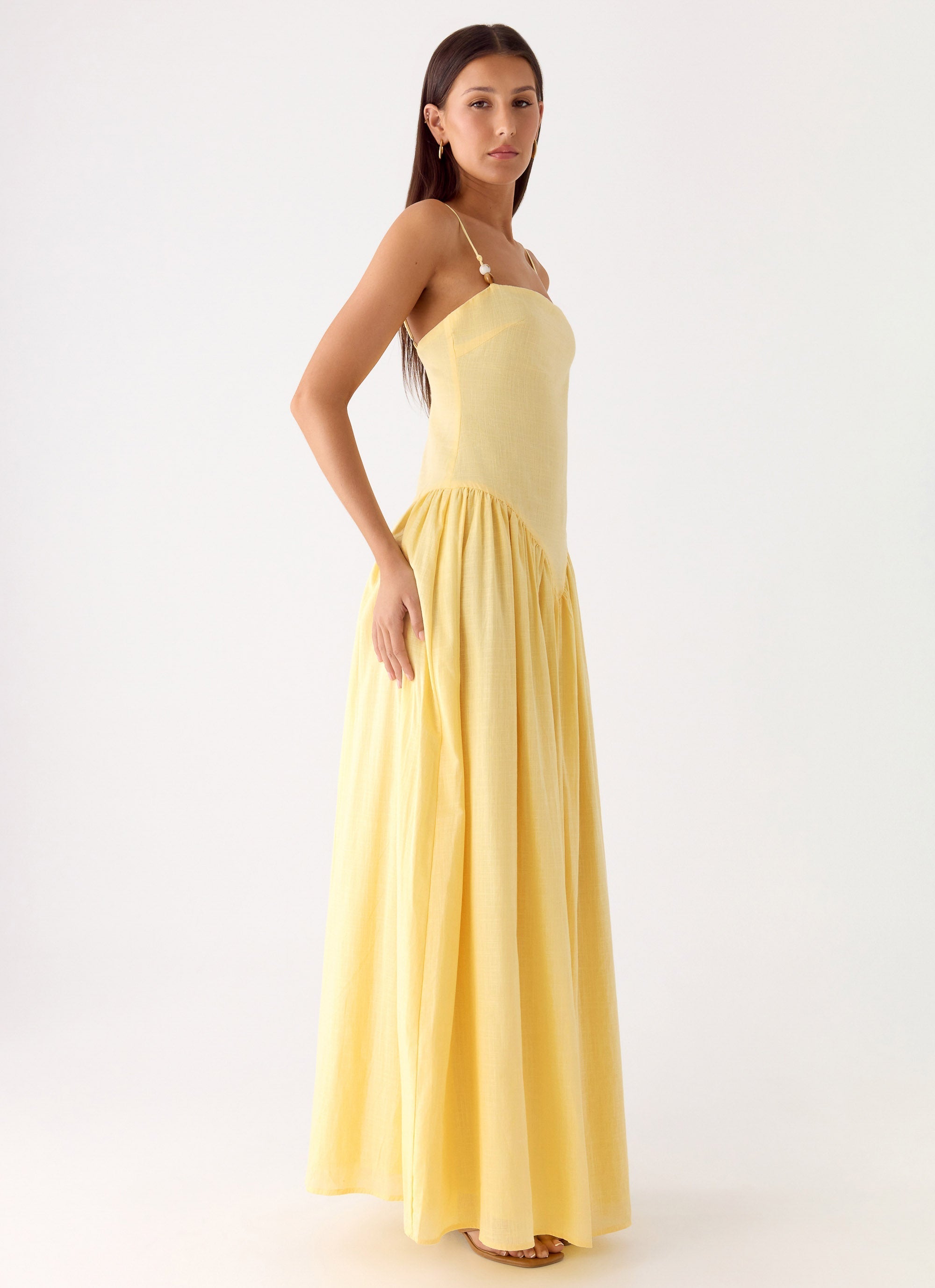 Aura Linen Maxi Dress - Lemon