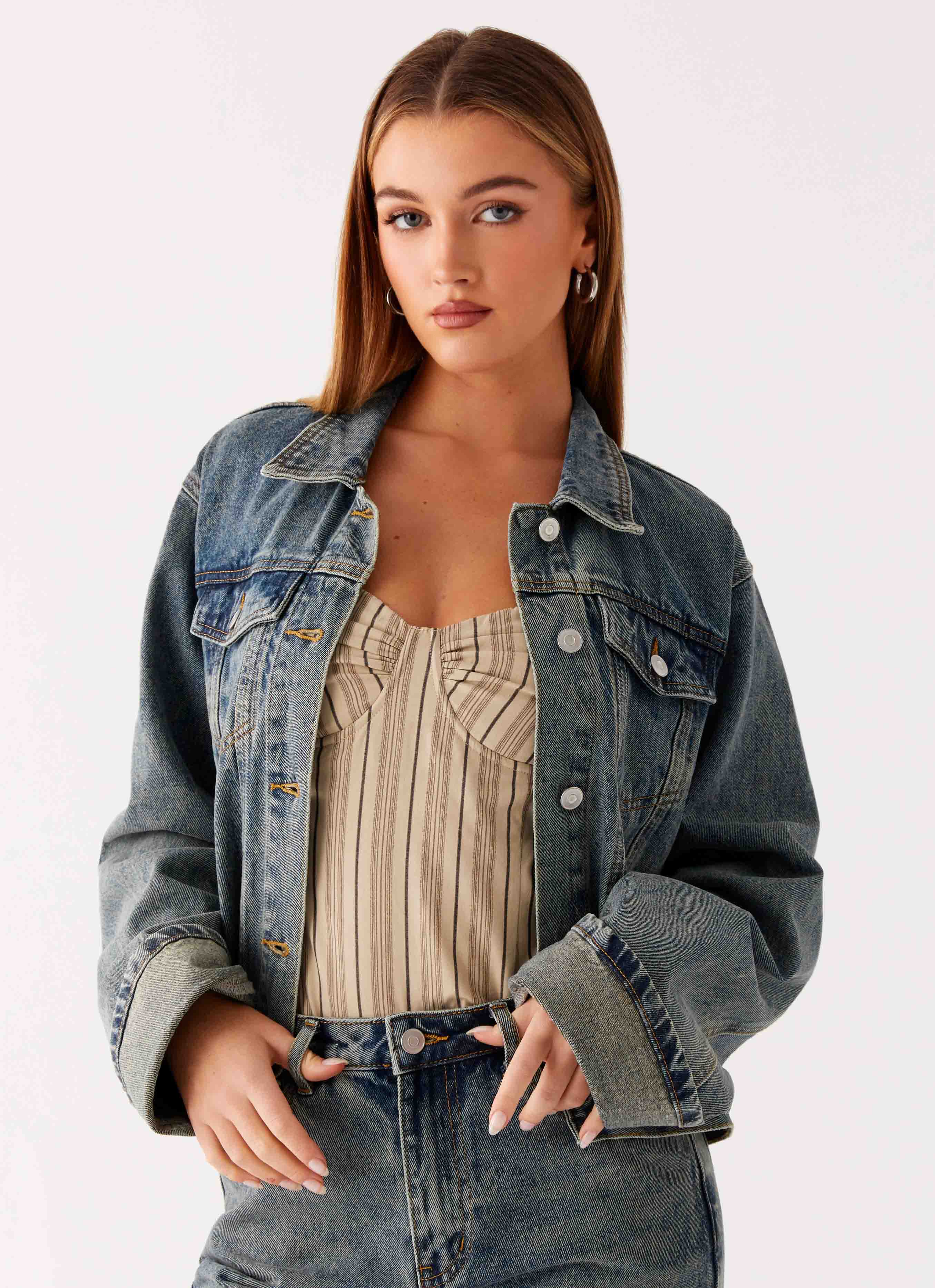 Back Again Oversized Denim Jacket - Dirty Wash