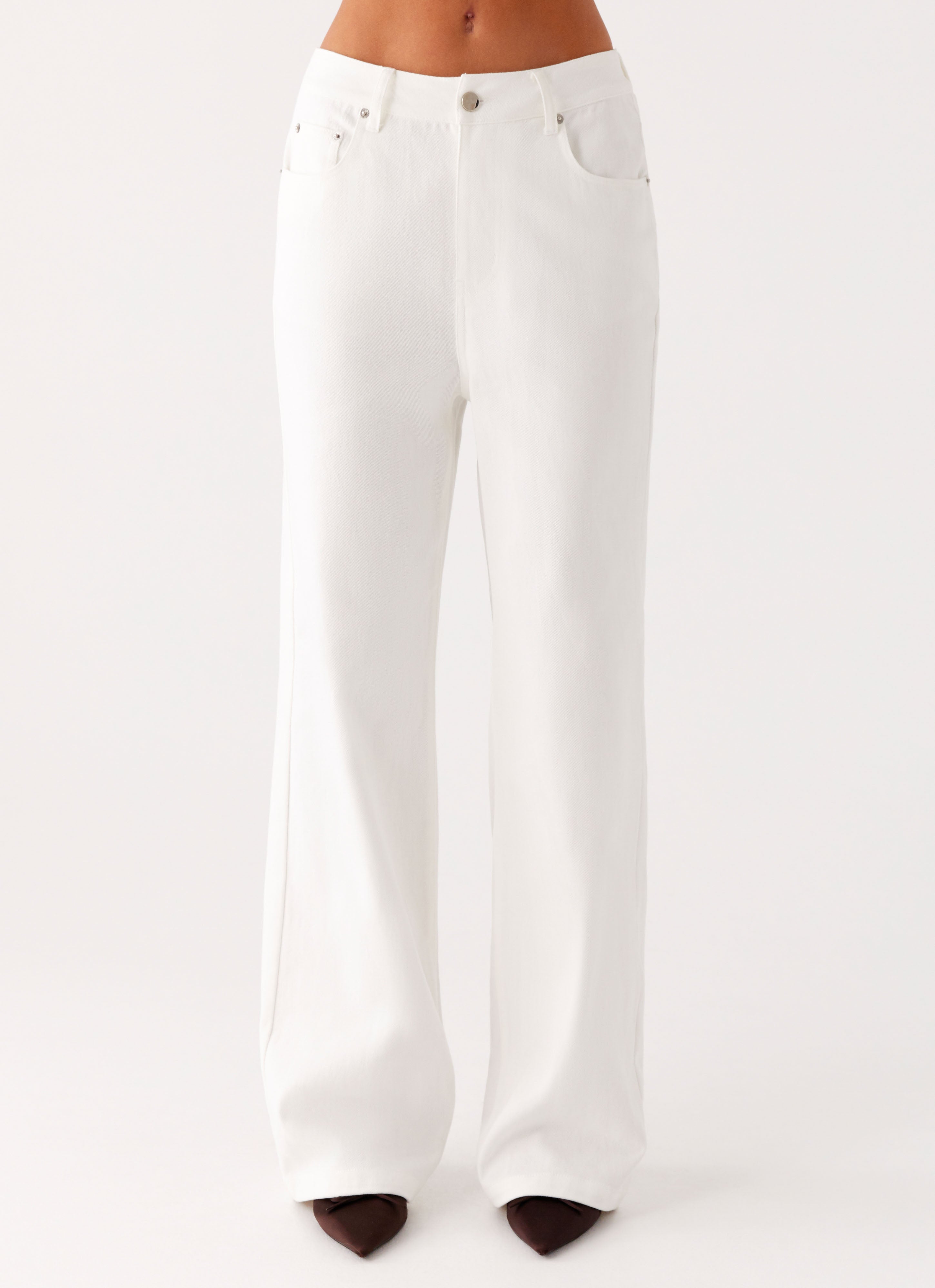 Back Again Straight Leg Denim Jeans - White