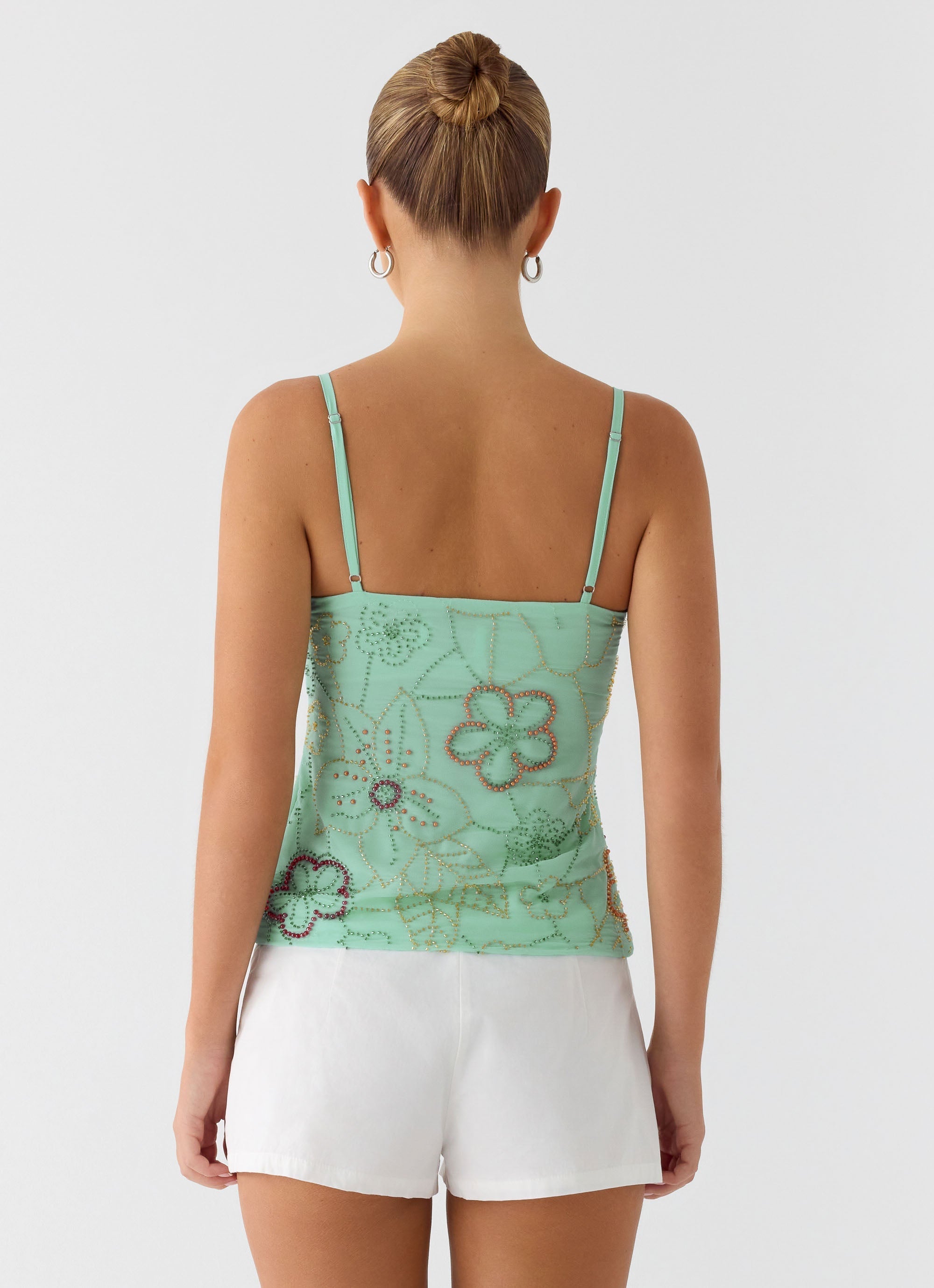 Be Alright Beaded Top - Turquoise