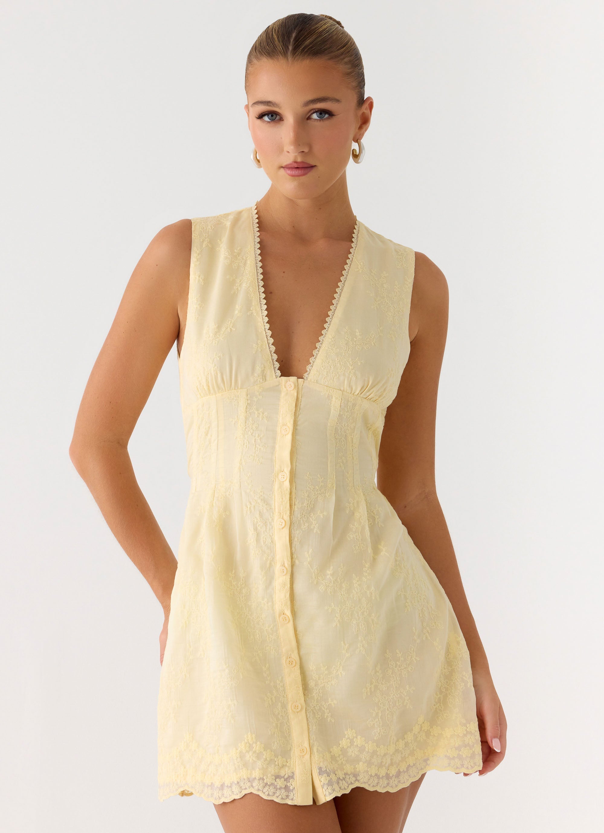 Burning Bright Mini Dress - Butter Yellow