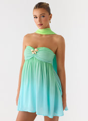 Calantha Scarf Mini Dress - Sea Ombre