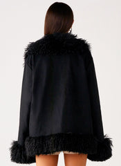 Carmelita Faux Fur Trim Jacket - Black