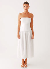 Cherry Skies Midi Dress - White