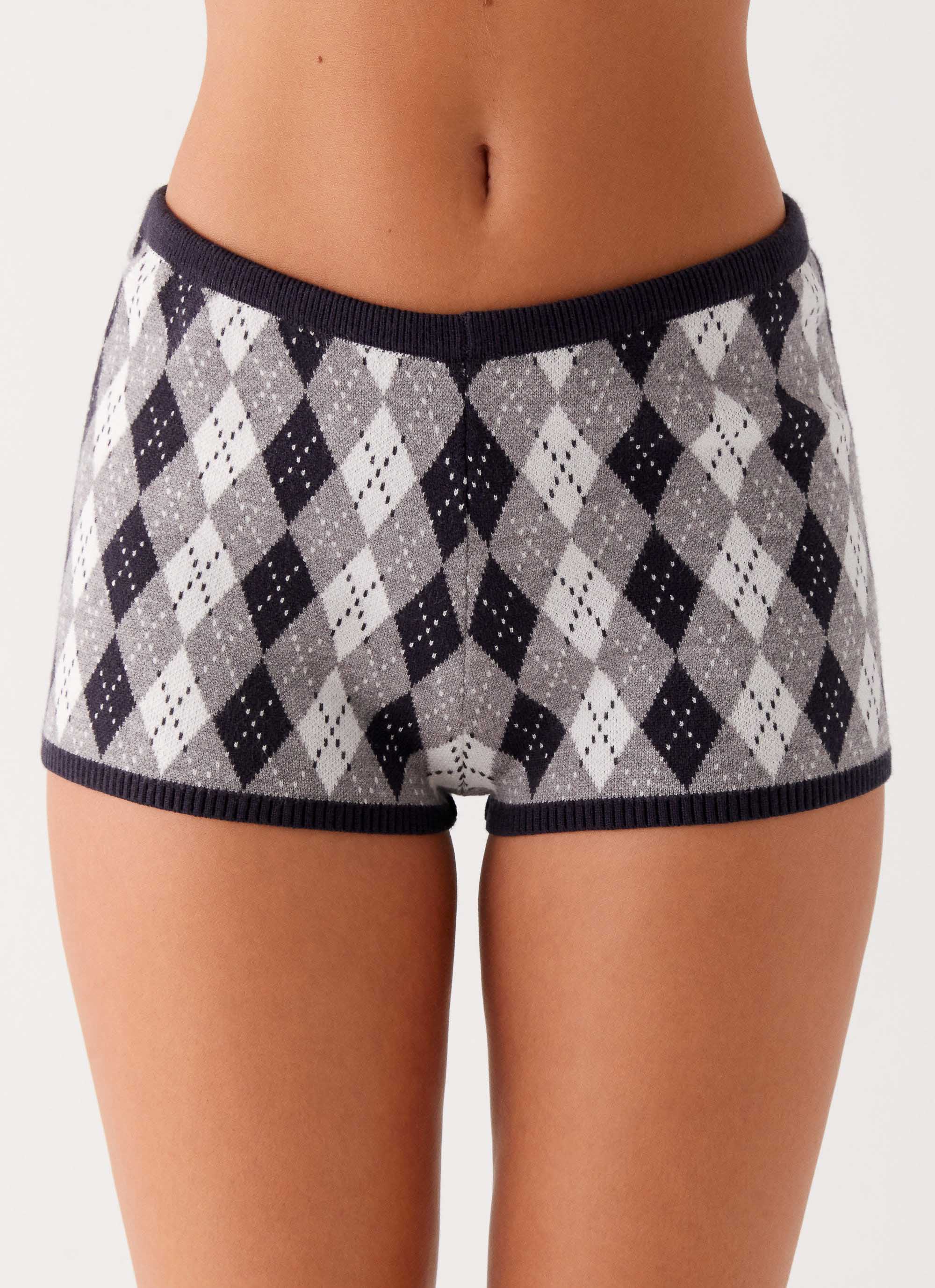 Cheyanne Knit Mini Shorts - Diamond Navy