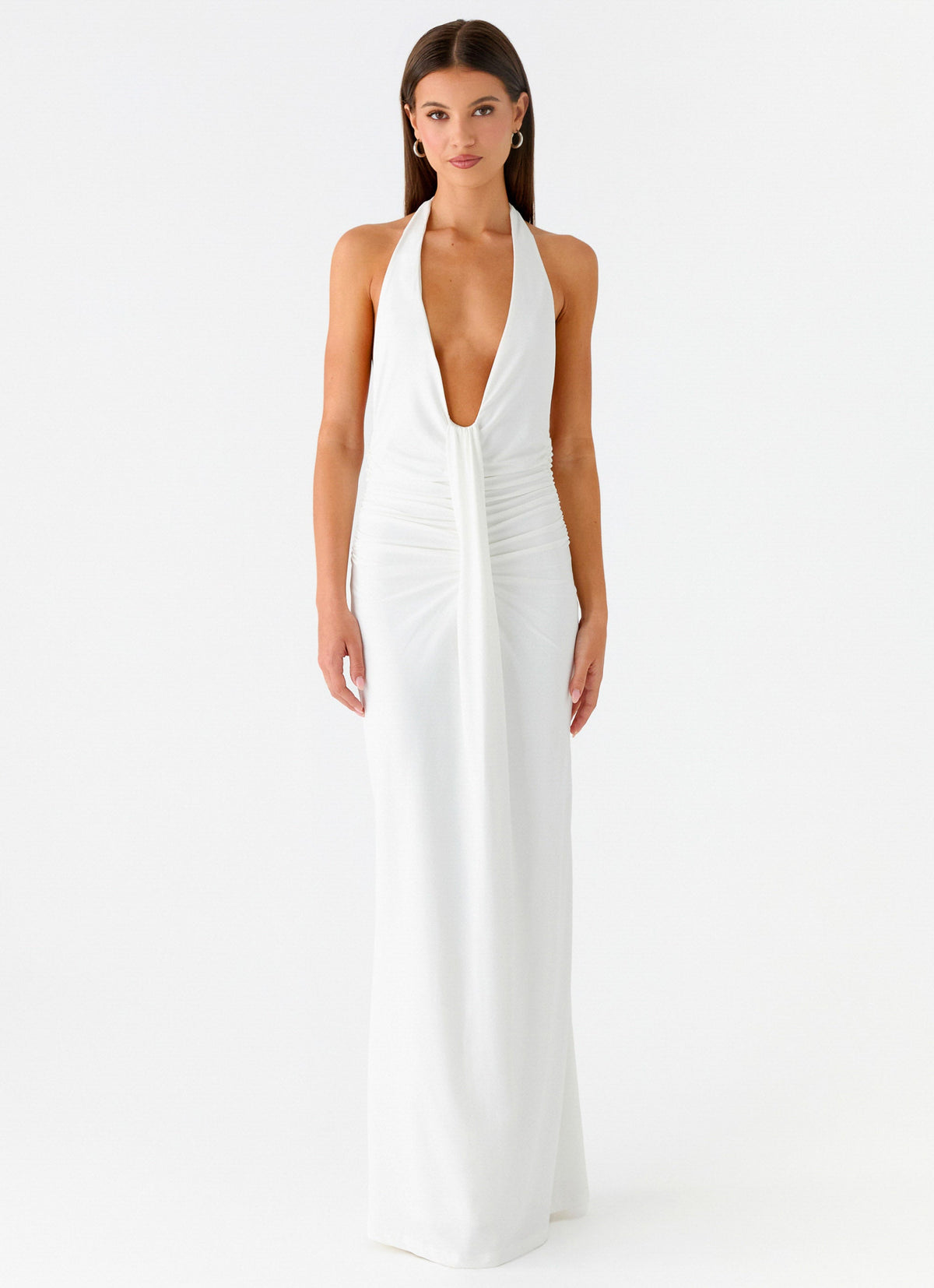 Cheyenne Halter Neck Maxi Dress - Ivory