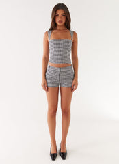Clayton Tailored Shorts - Black Gingham