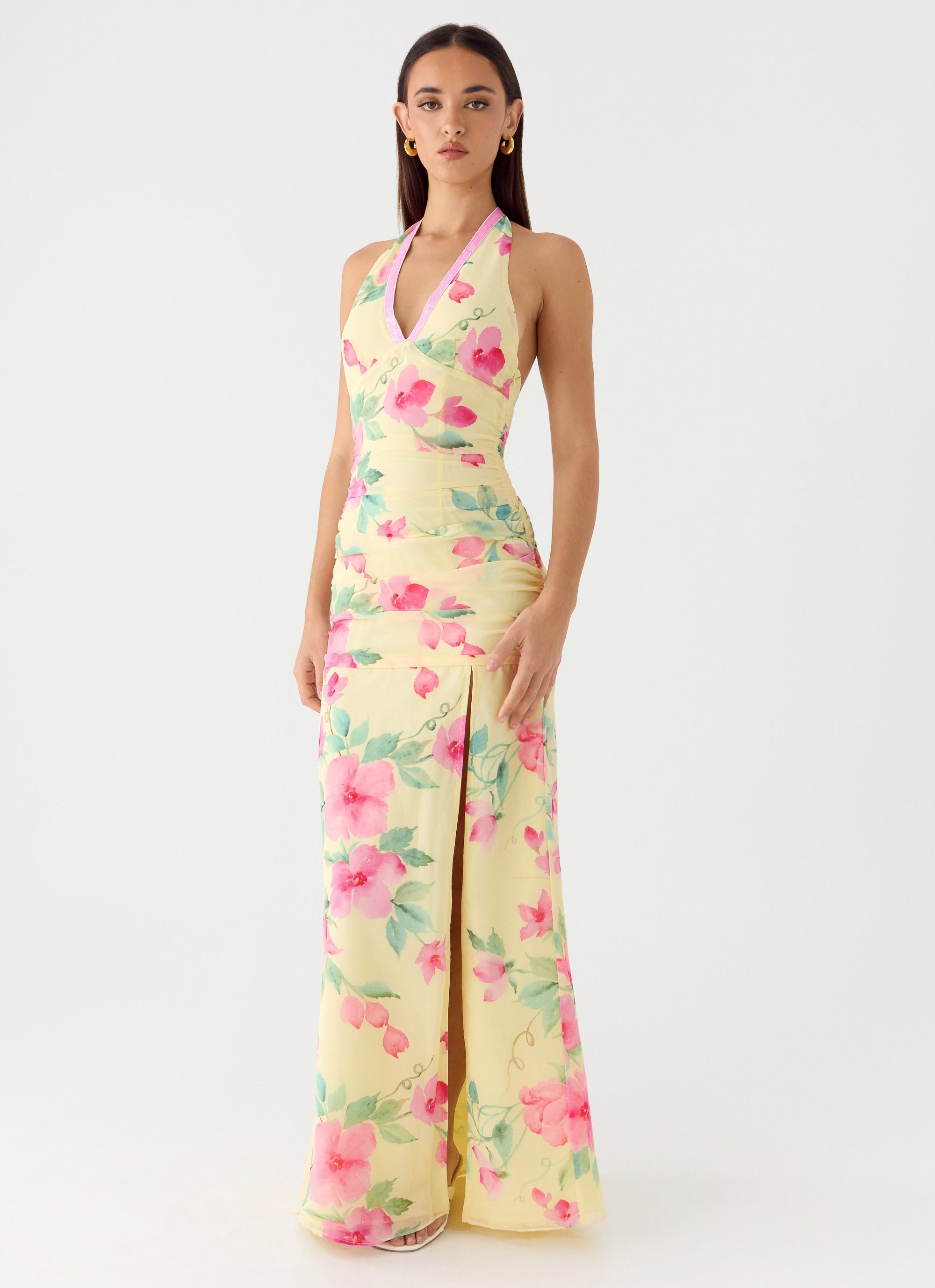Colada Halter Maxi Dress - Lemon Soleil