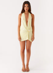 Eleanora Plunge Mini Dress - Yellow