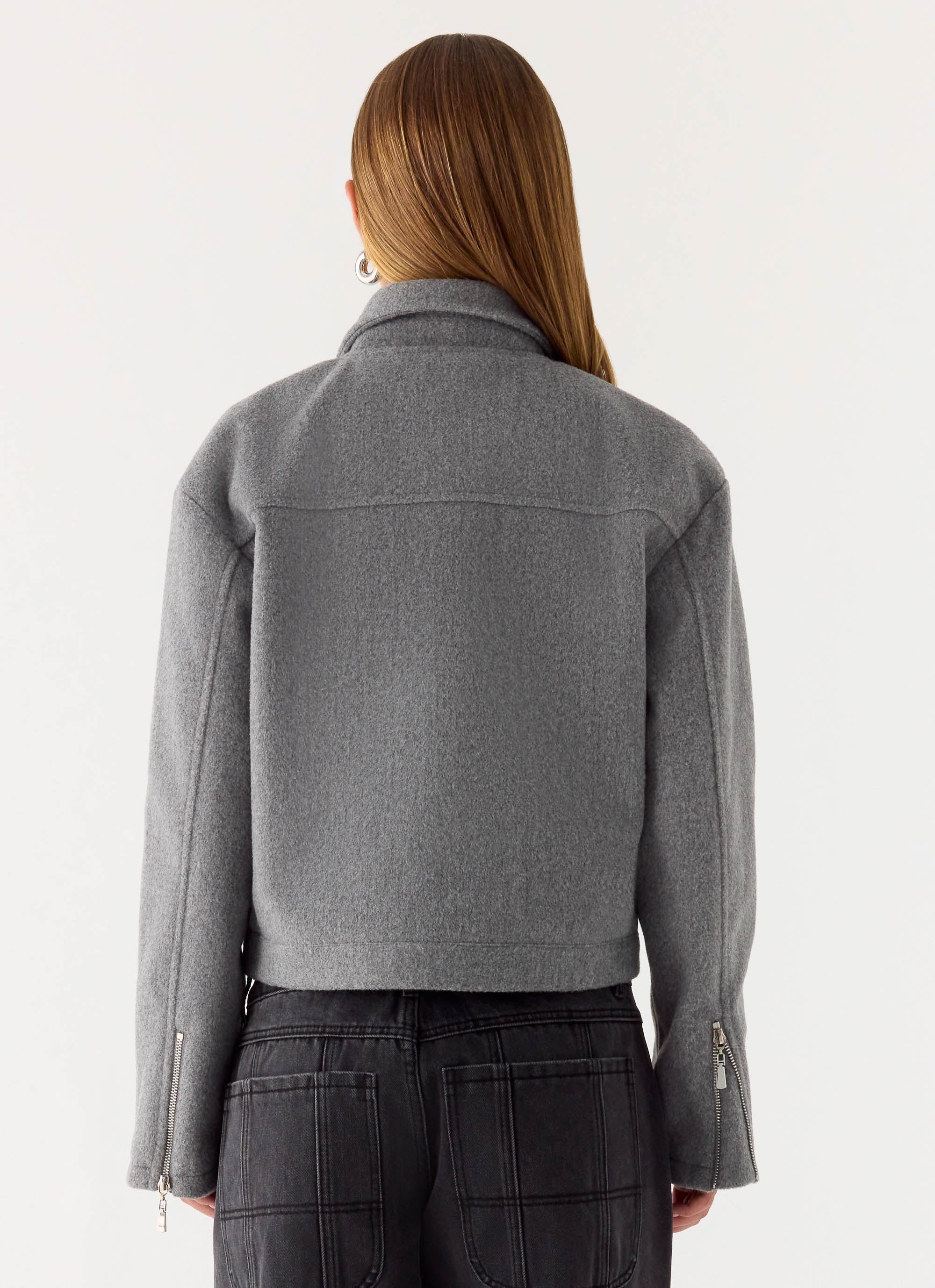 Enzo Faux Wool Jacket - Grey
