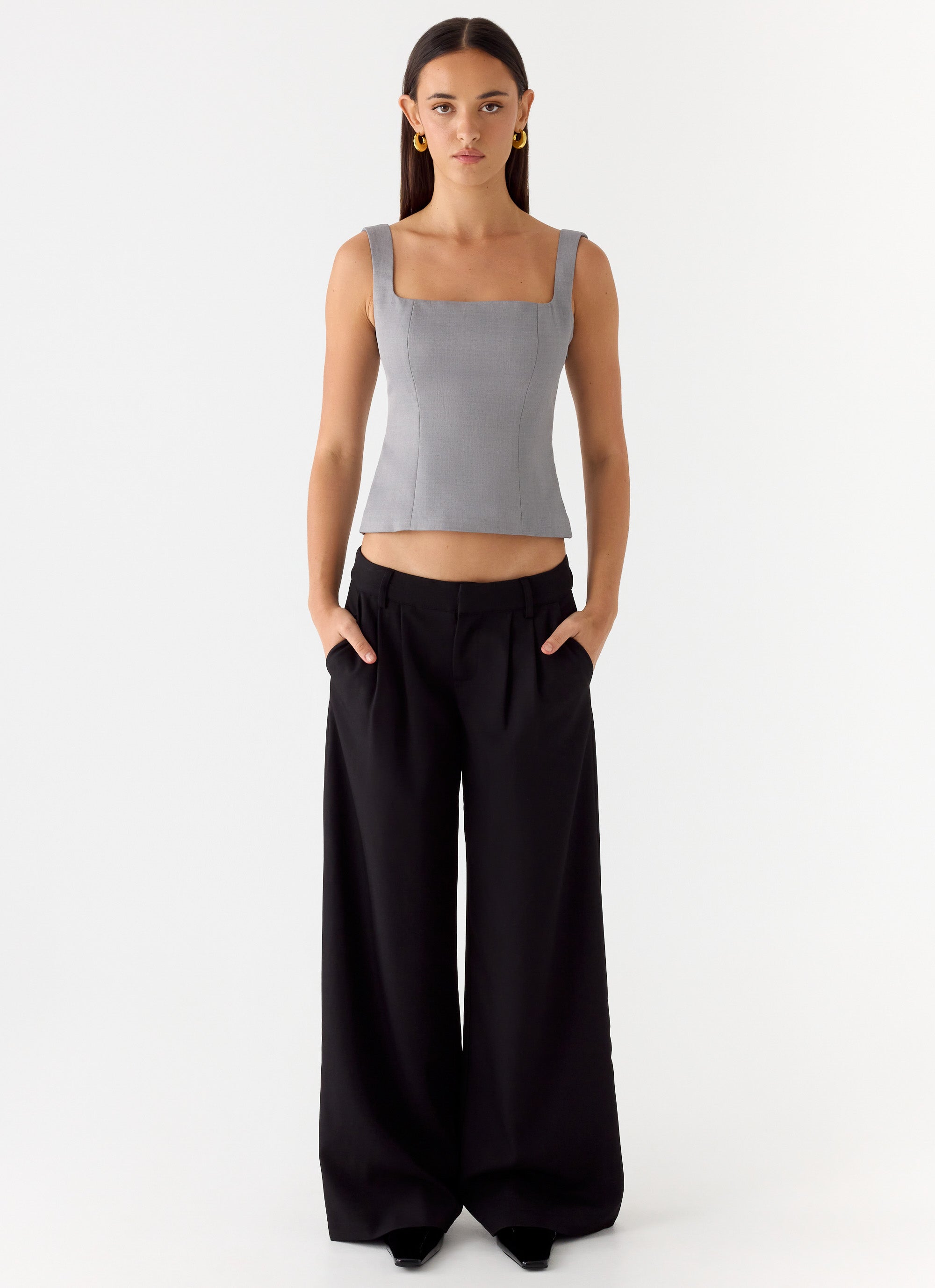False Start Top - Smoke Grey