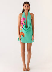 Halia Cowl Mini Dress - Jungle Bloom