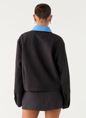 Harlee Poplin Suiting Jacket - Charcoal