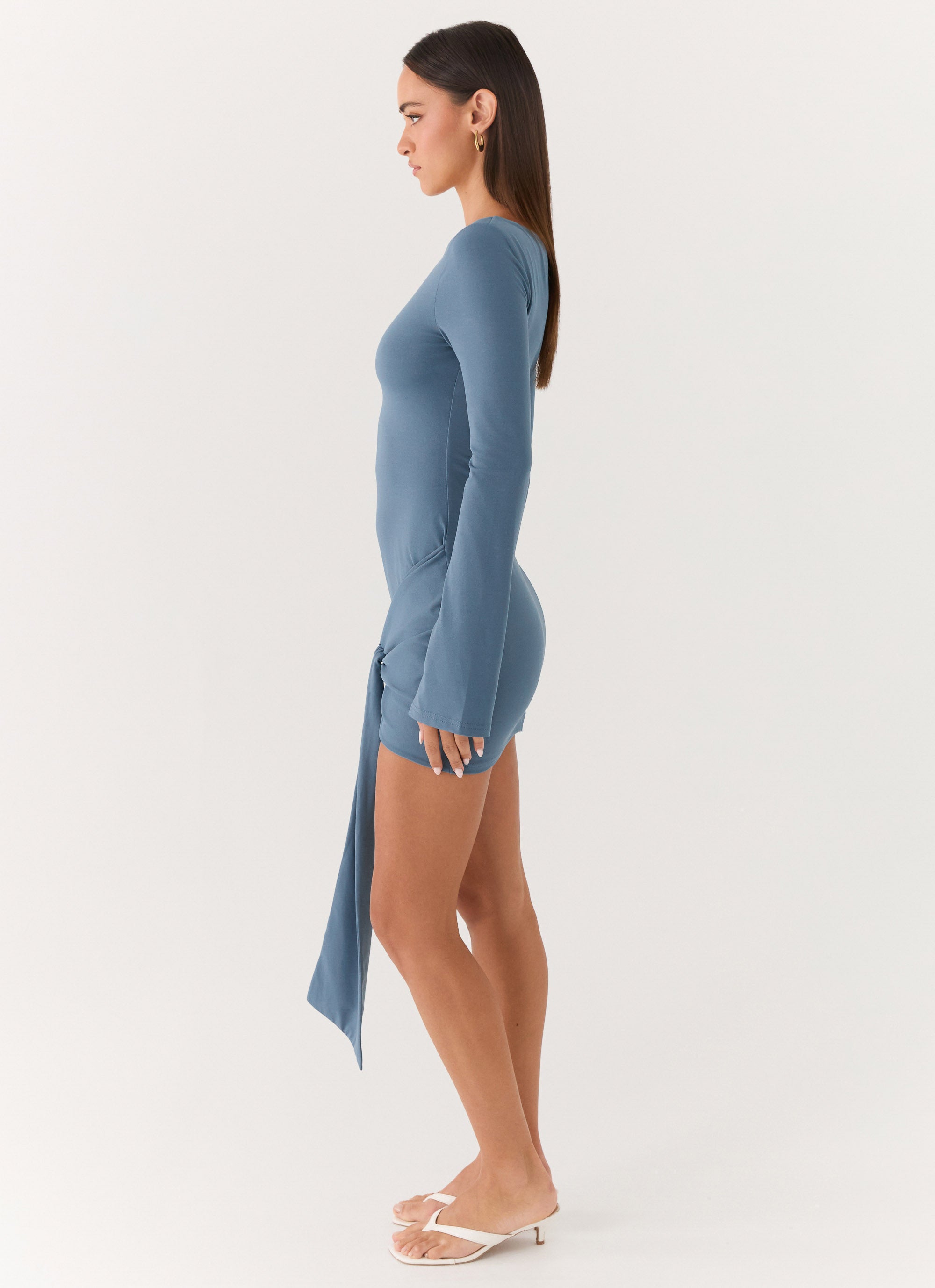 Holiday Scene Mini Dress - Coastal Blue