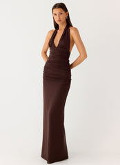 Ilaria Halter Maxi Dress - Chocolate