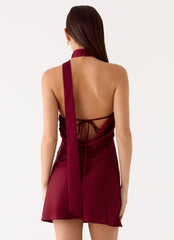 Keena Scarf Mini Dress - Burgundy