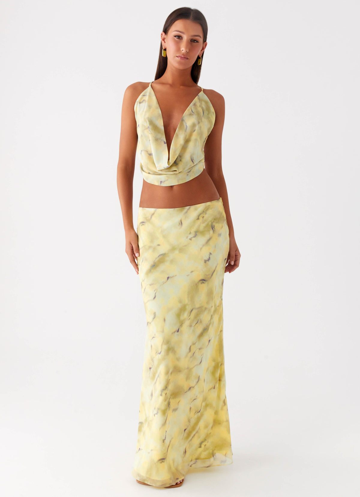 Kylo Low Rise Maxi Skirt - Yellow Tie Dye