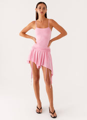Lino Mini Dress - Baby Pink