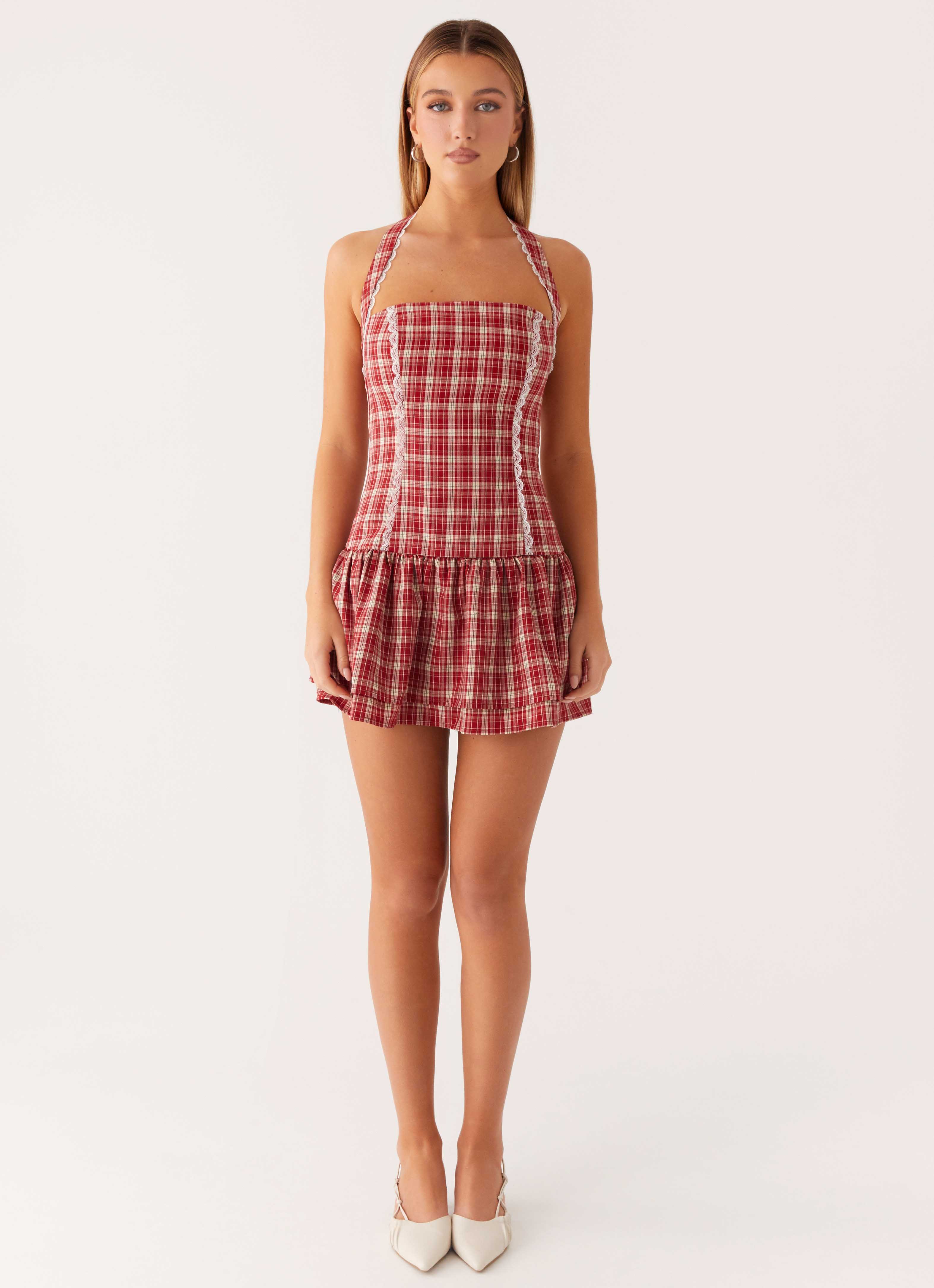 Lotus Dream Mini Dress - Ruby Check