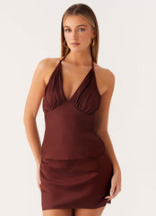Mabel Halter Top - Chocolate