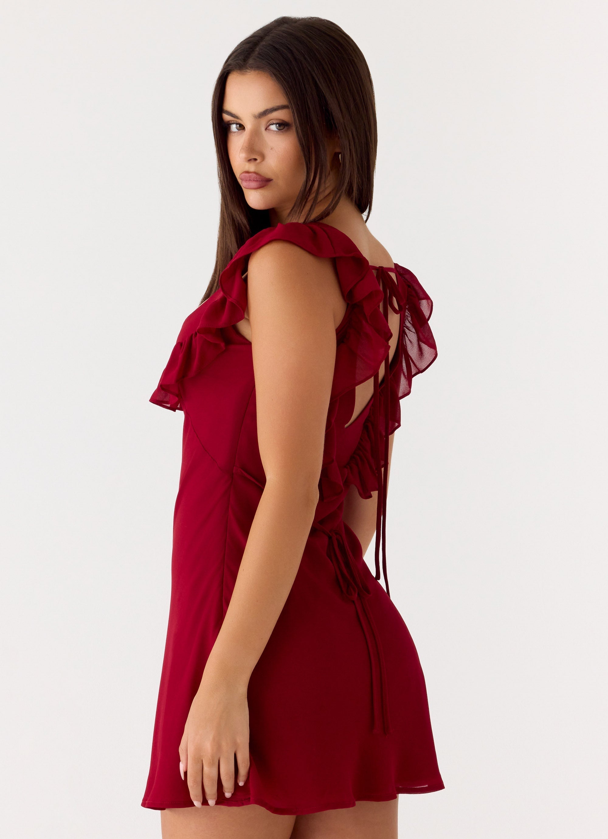 Malina Mini Dress - Deep Red