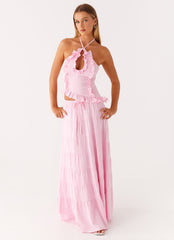 Mariella Linen Maxi Skirt - Pink