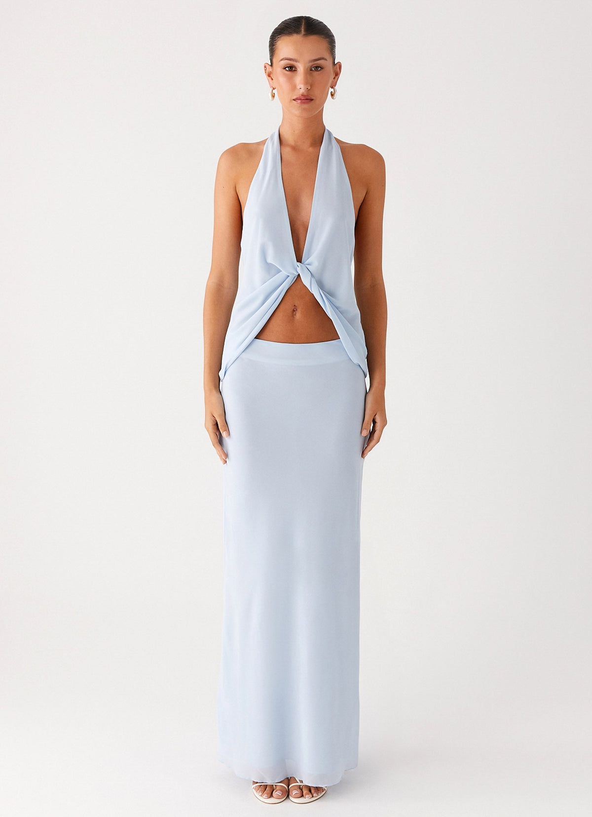 Michaella Chiffon Maxi Skirt - Blue