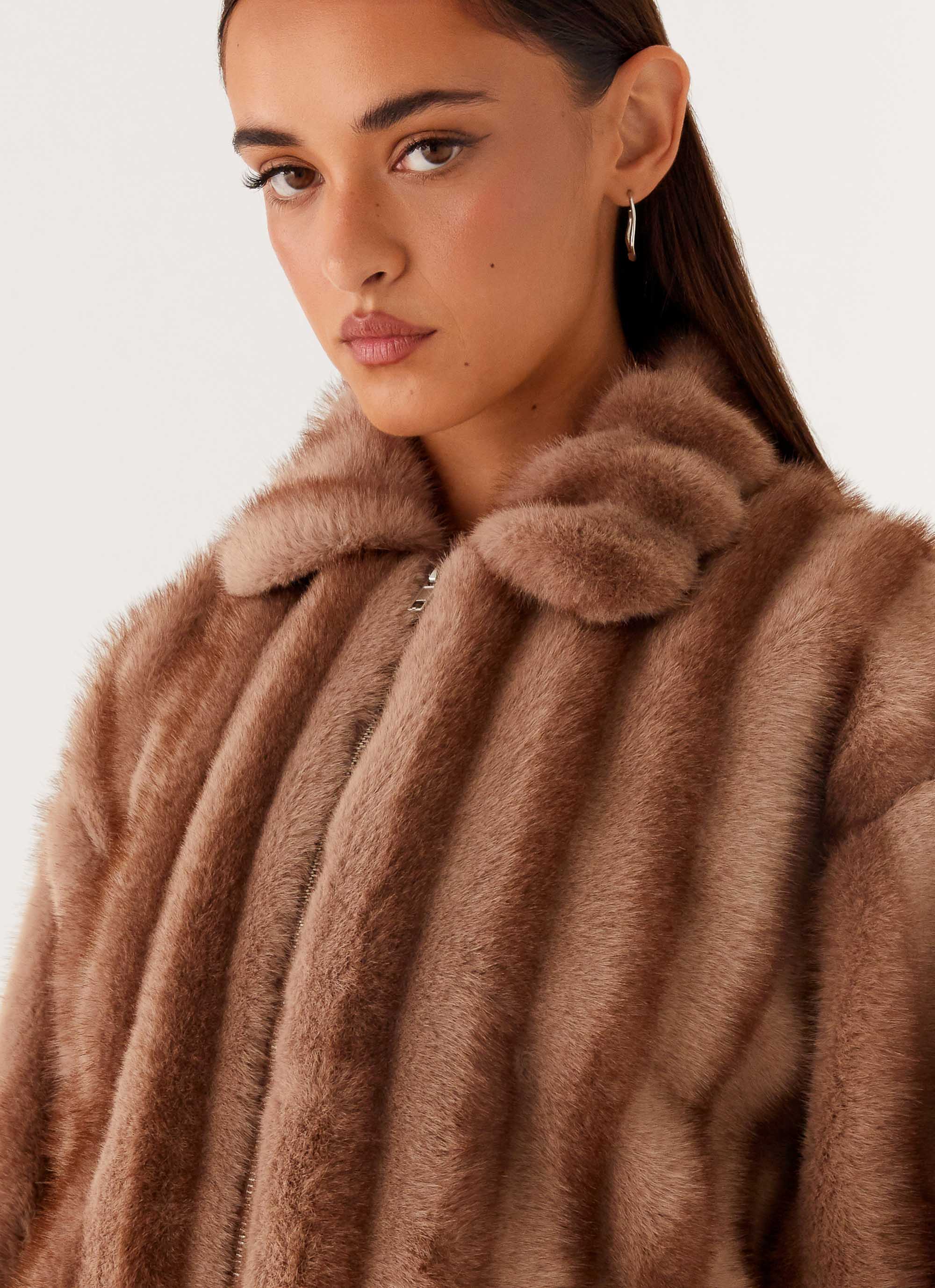 Naylor Faux Fur Jacket - Brown