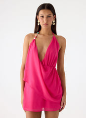 Nona Chiffon Mini Dress - Fuchsia