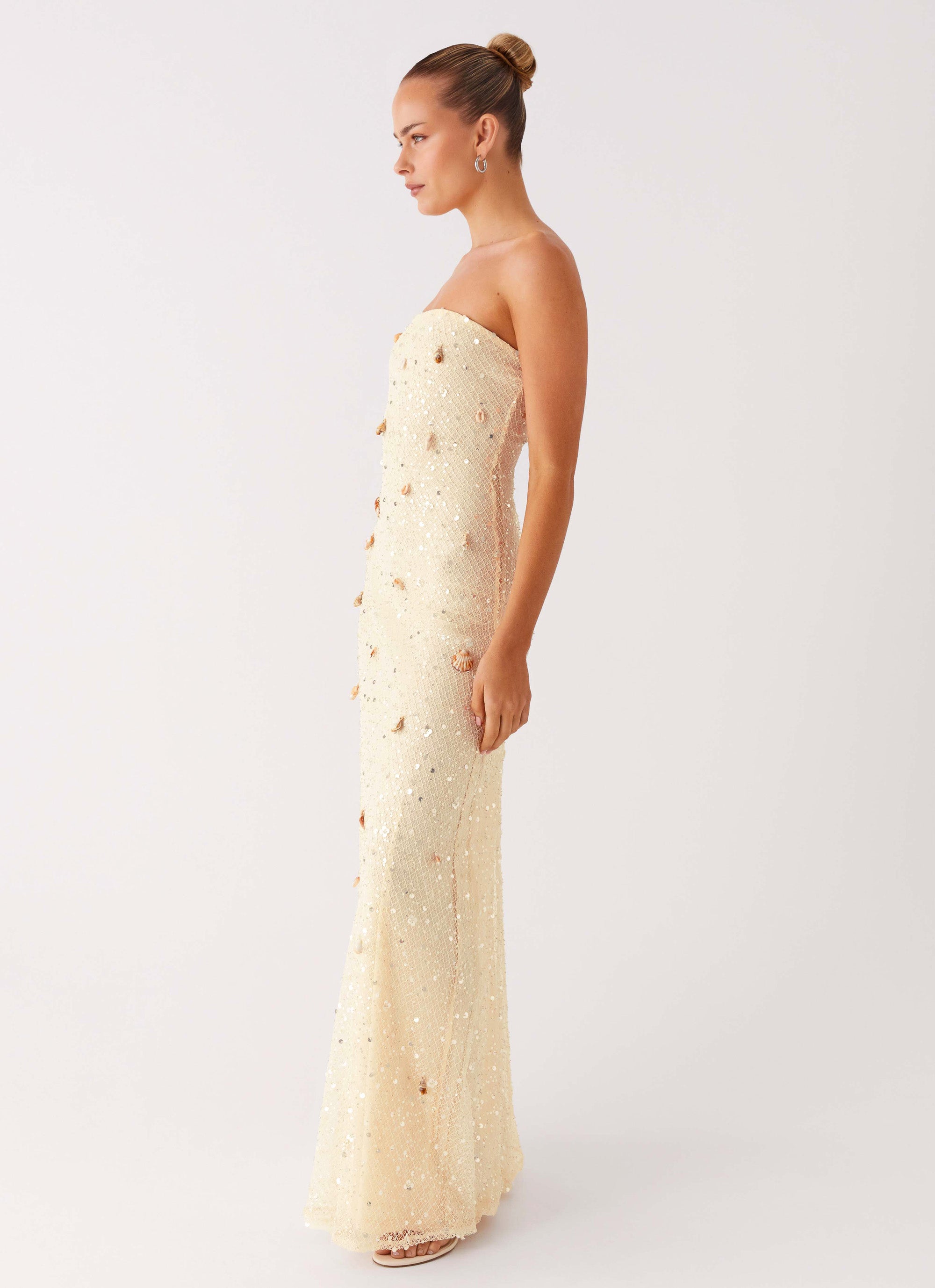 Orelli Shell Sequin Knit Maxi Dress - Ivory