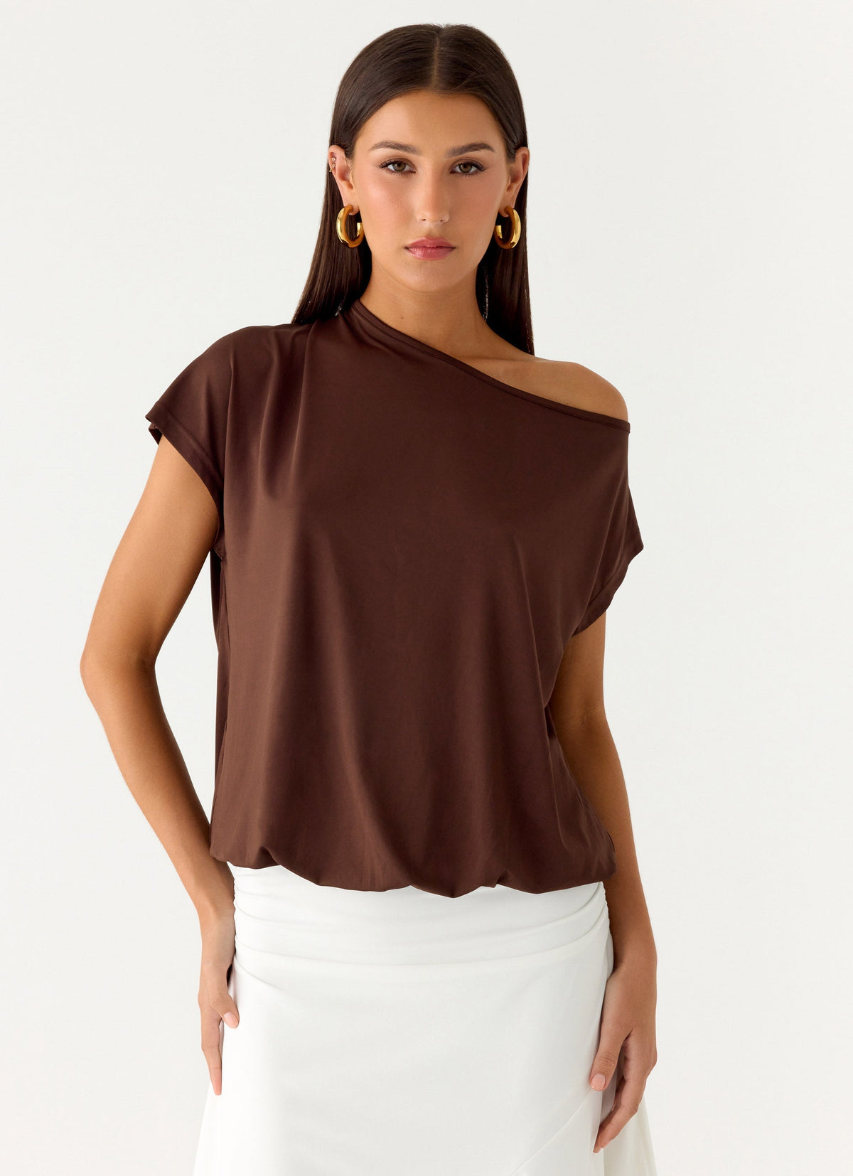 Raeni Off Shoulder Top - Chocolate