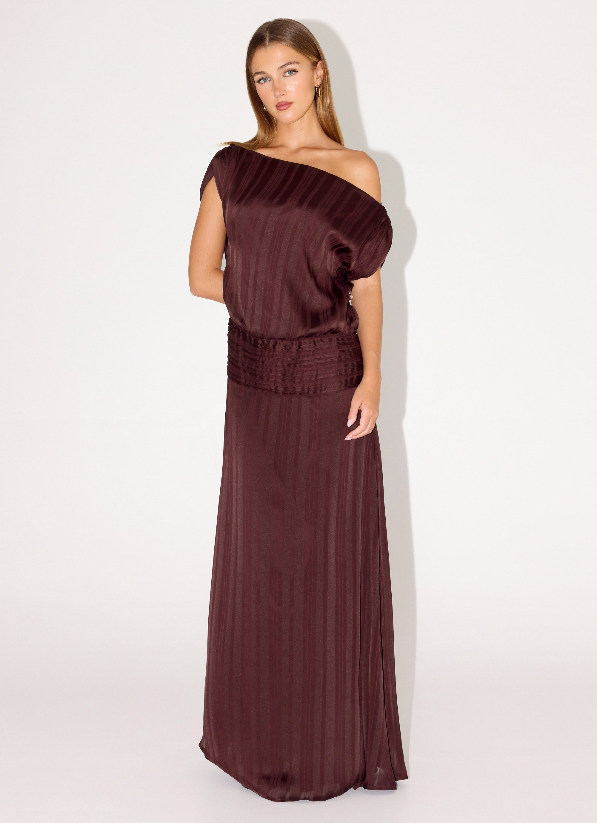 Rexi One Shoulder Maxi Dress - Aubergine Gleam