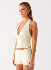 Roxy Halter Top - Muted Yellow