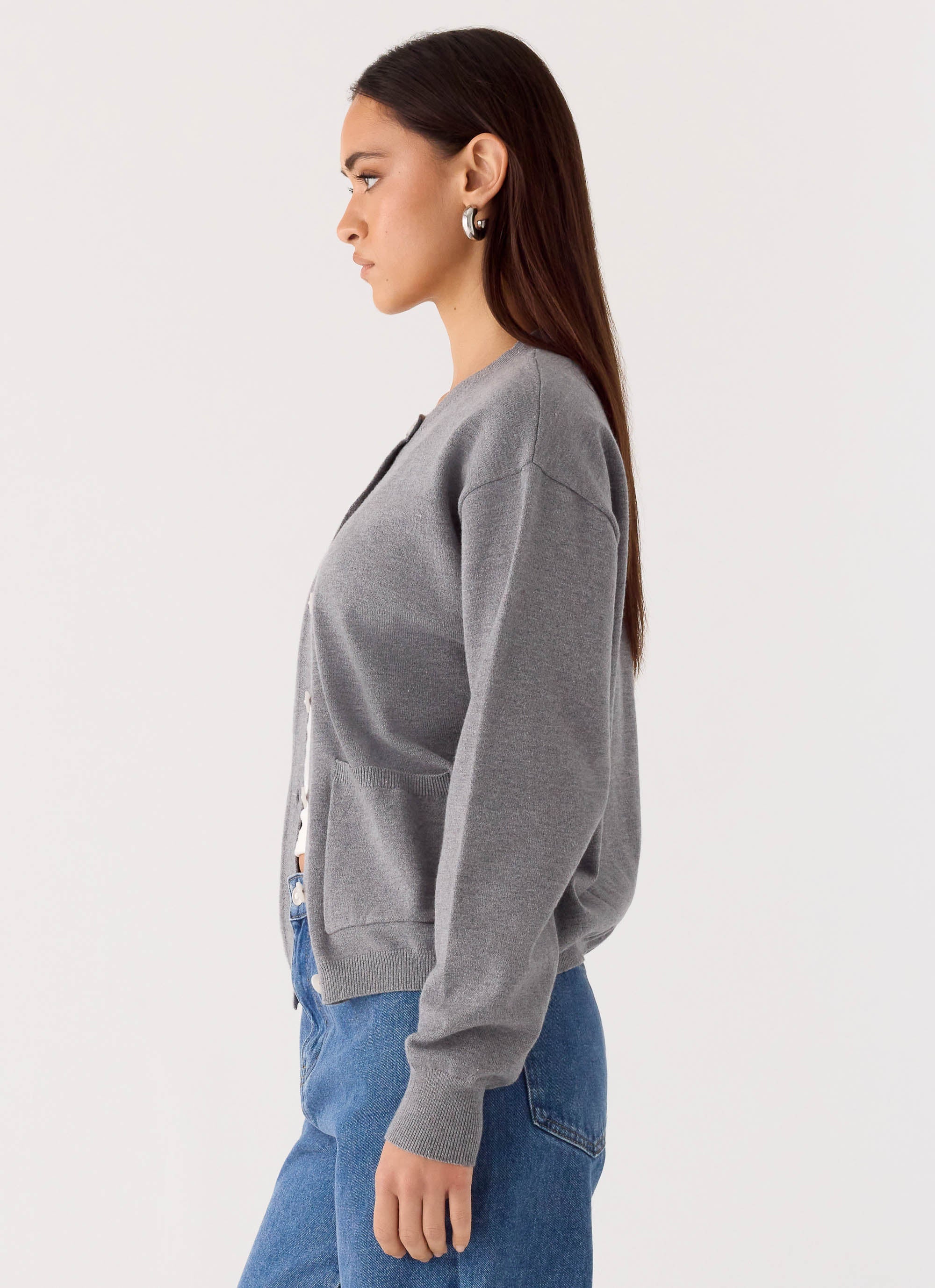 Sean Relaxed Knit Cardigan - Grey
