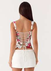Sena Bustier Corset Top - Ivory Bloom