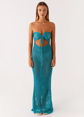 Sun Kissed Crochet Maxi Dress - Blue