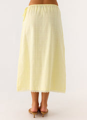 Sweet Lullaby Midi Skirt - Lemon Yellow