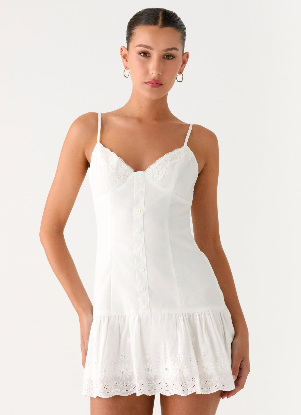 Sync Love Broderie Mini Dress - White