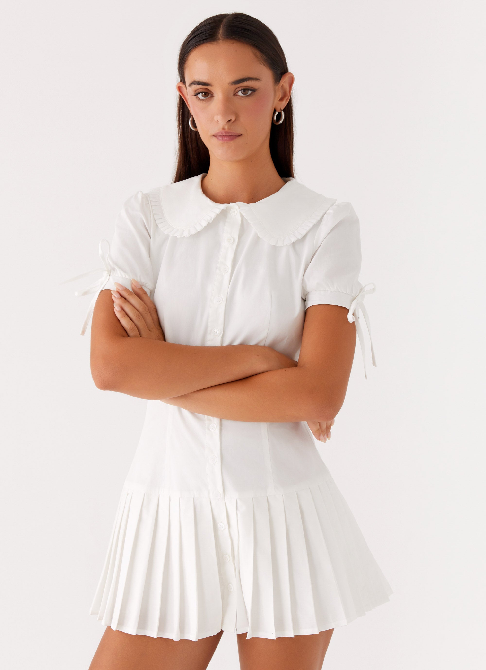 To Us Pleated Mini Dress - White