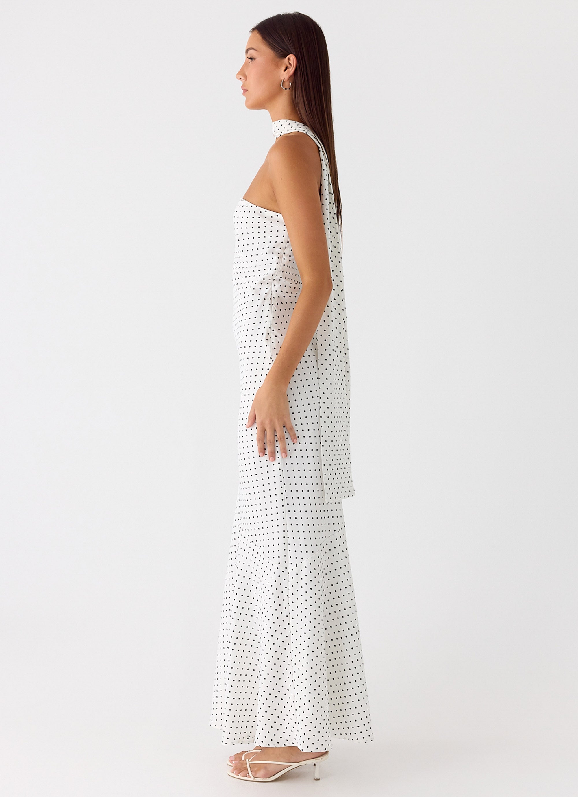 Under The Pagoda Maxi Dress - White Polkadot