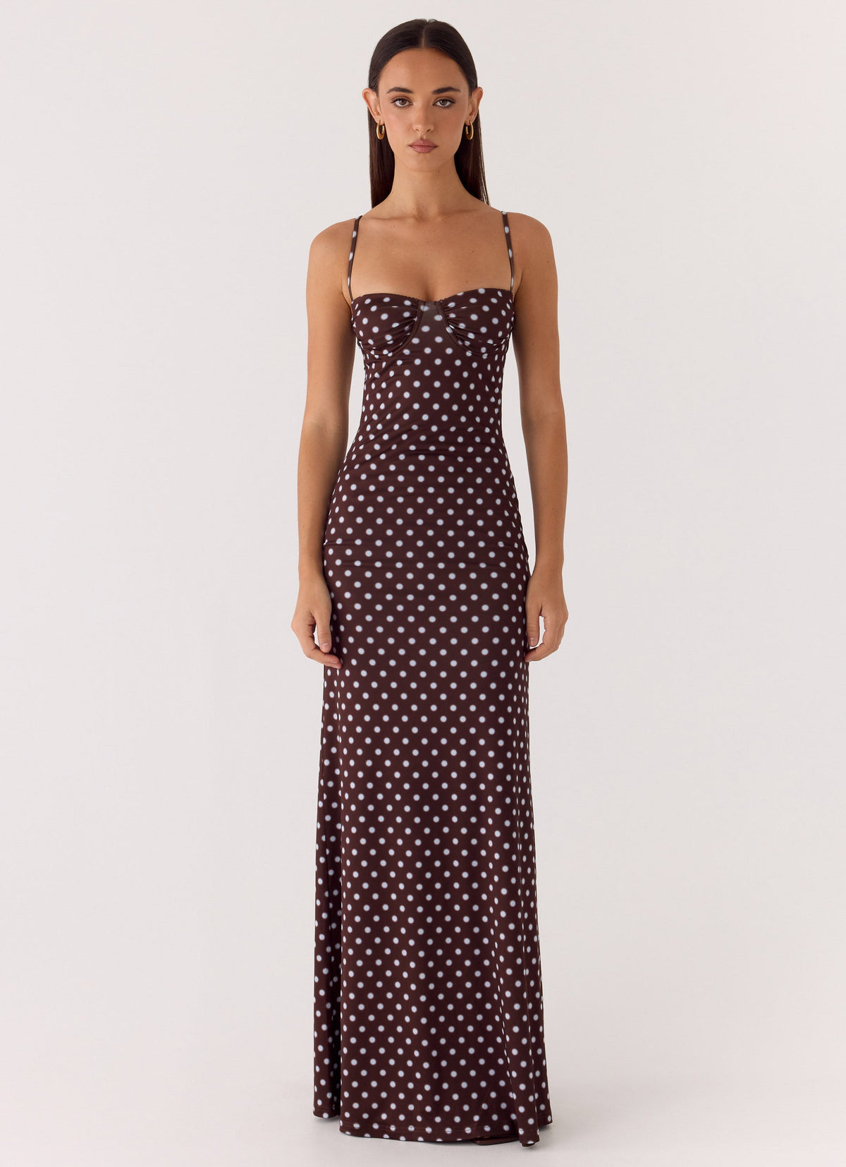 Vamonos Maxi Dress - Chocolate Blue Dot