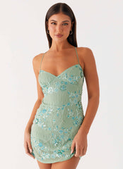 Vietta Sequin Cami Micro Mini Dress - Mint