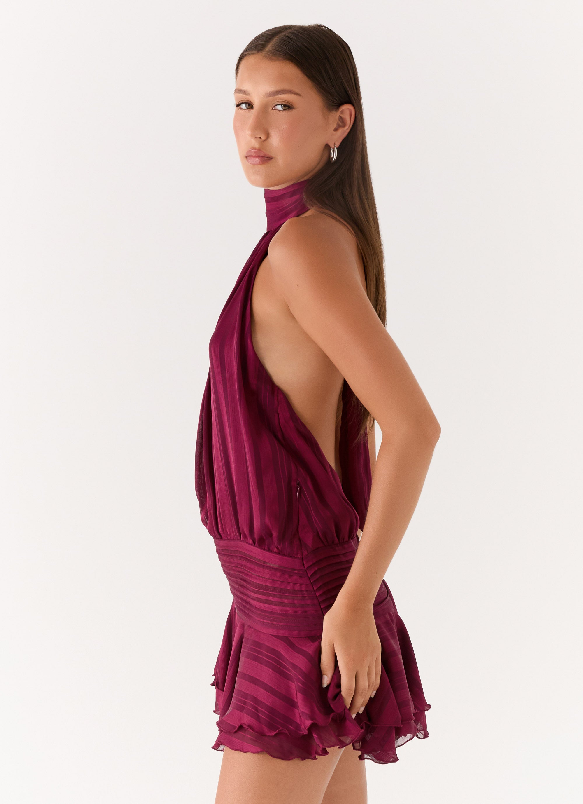 Willow Chiffon Mini Dress - Plum
