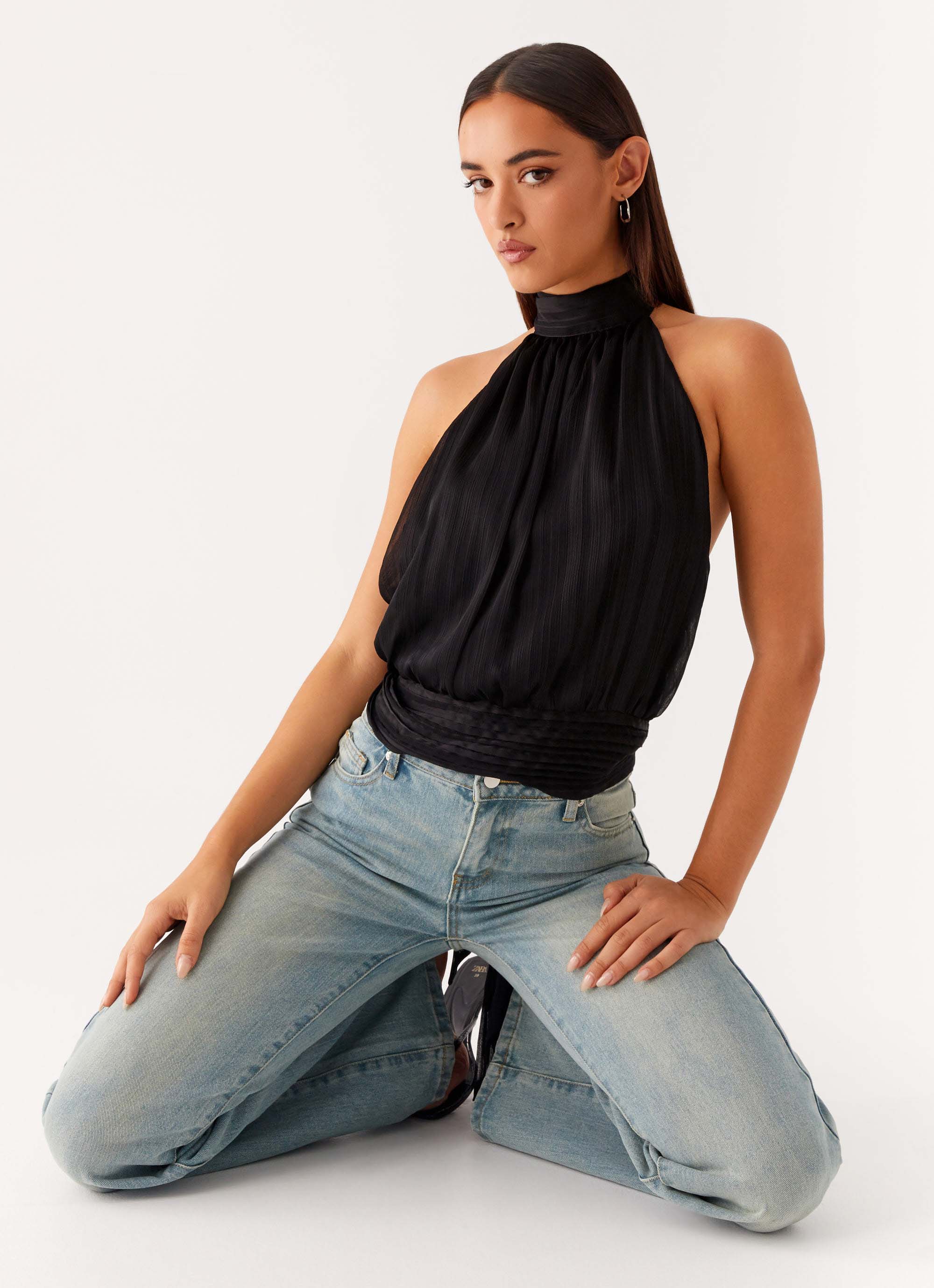 Willow Chiffon Top - Black